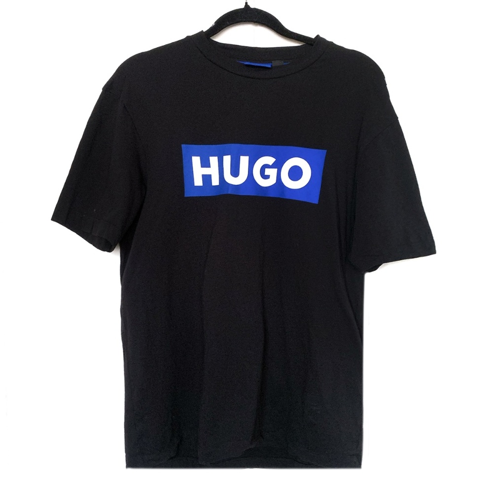 HUGO by Hugo Boss Men's Short Sleeve Black Crewneck Logo Graphic T-Shirt Size: M